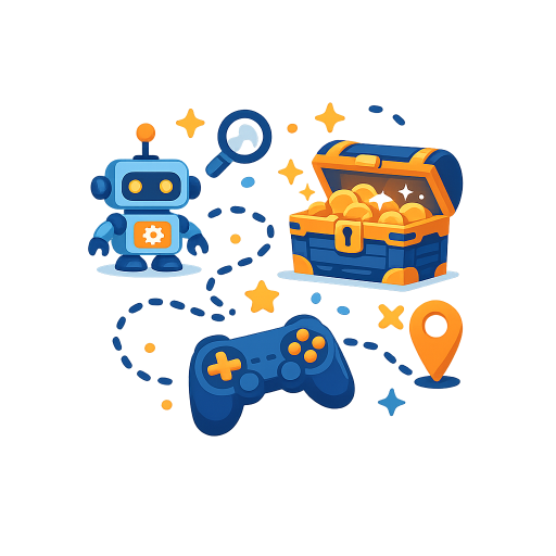 Illustration autour du jeu, de la découverte et des chasses au trésor numériques