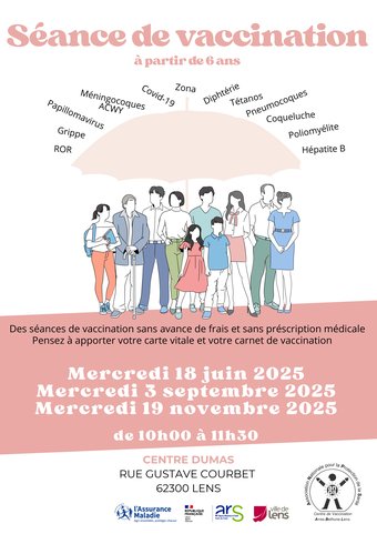 Séances vacci juin-sep-nov Centre Dumas Lens
