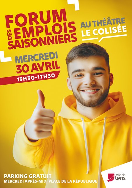 affiche Forum des emplois saisonniers_ville de Lens - 30 avril 2025
