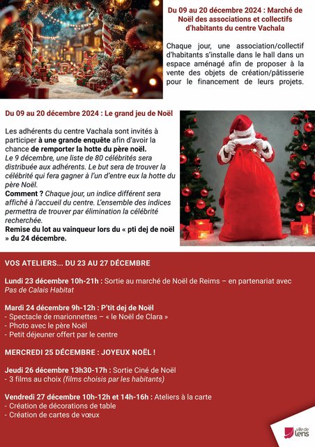 programme des vacances de Noël du centre Vachala-2